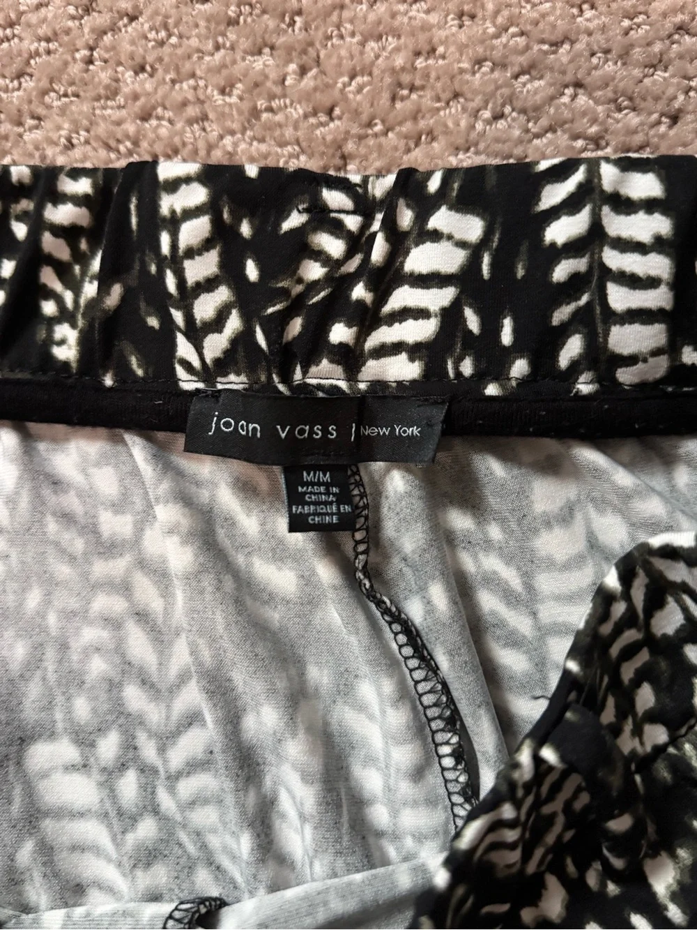Black & White Wide Leg Patterned Pants - Picture 2 of 2